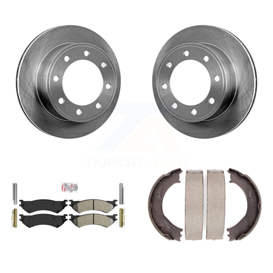 Rear Disc Rotors Semi-Metallic Pads And Parking Shoes Kit For Ford E-350 Super Duty E-250 K8A-108369