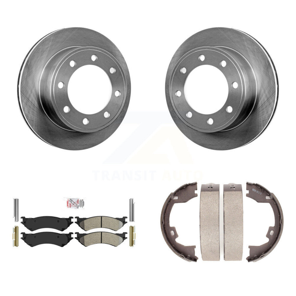 Rear Disc Rotors Semi-Metallic Pads And Parking Shoes Kit For Ford E-350 Super Duty E-250 K8A-108373