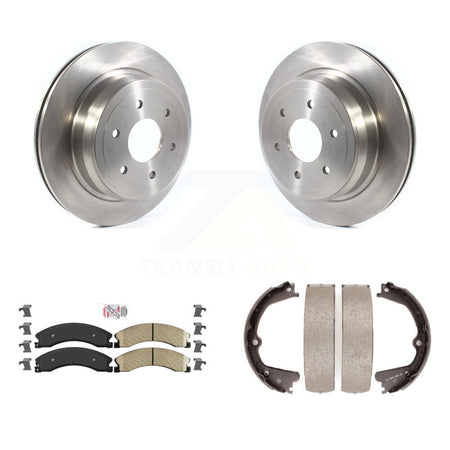 Rear Disc Rotors Ceramic Pads And Parking Brake Shoes Kit For 2016-2019 Nissan TITAN XD K8A-108379