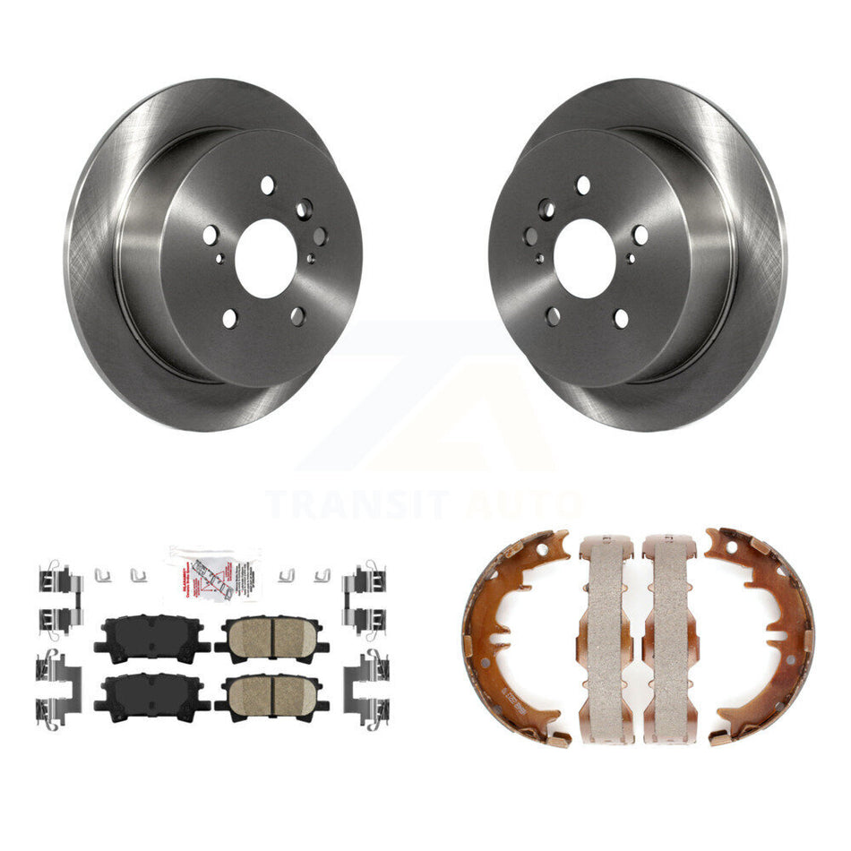 Rear Disc Rotors Ceramic Pads & Parking Shoes Kit For Lexus RX350 Toyota Highlander RX330 K8A-108381