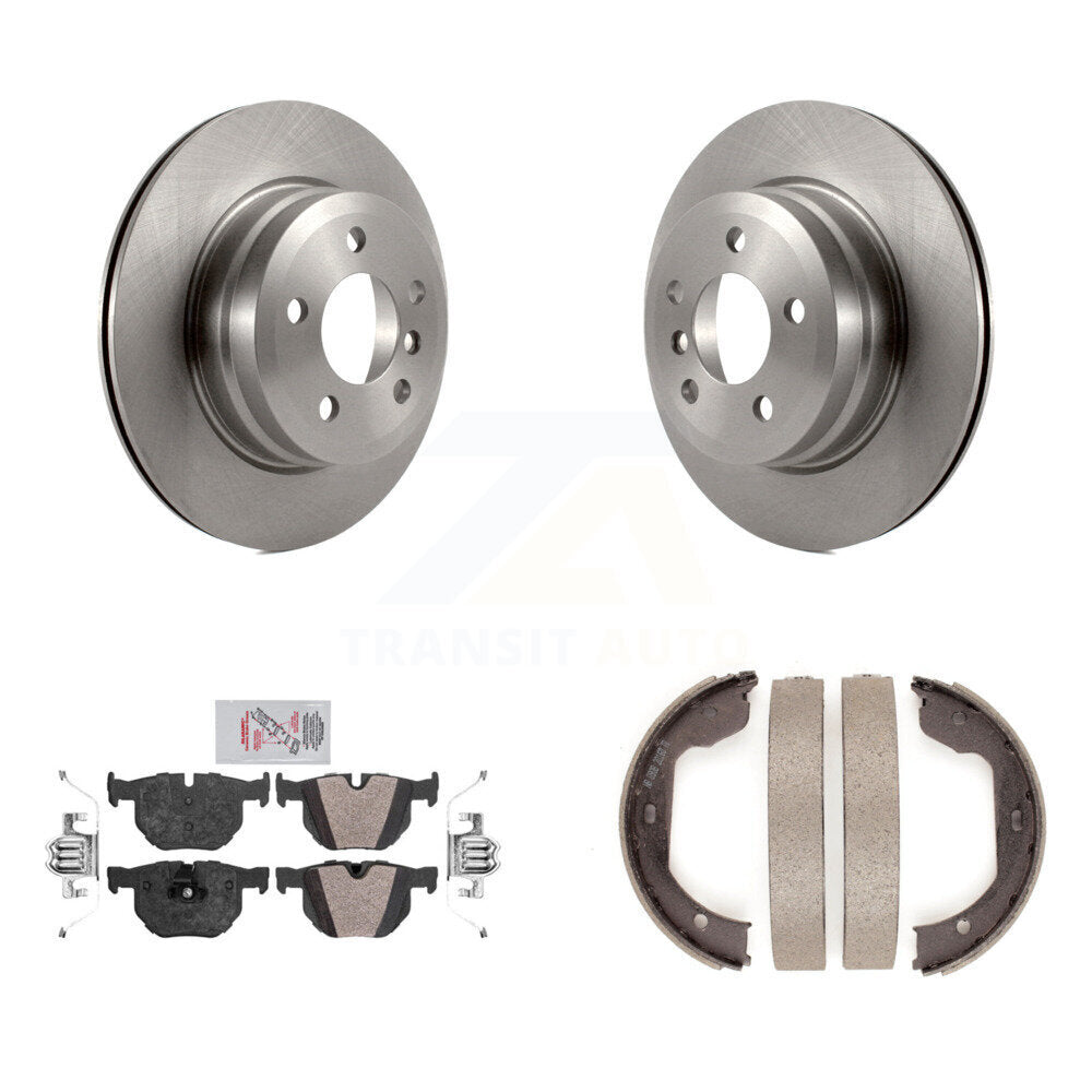 Rear Disc Rotors Semi-Metallic Pads And Parking Brake Shoes Kit For BMW X5 X6 K8A-108394