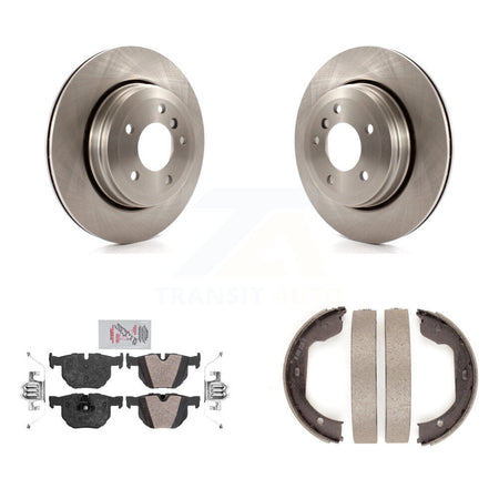Rear Disc Rotors Semi-Metallic Pads And Parking Brake Shoes Kit For BMW 530i 525i 528i K8A-108396