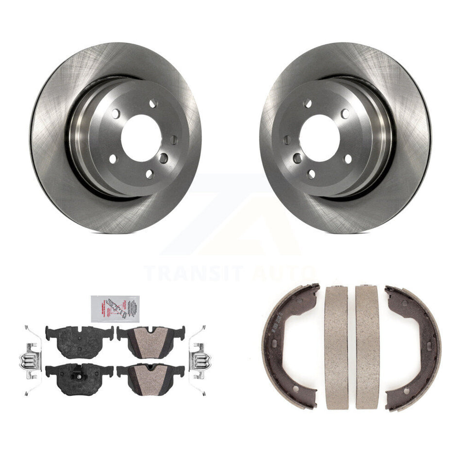 Rear Disc Rotors Semi-Metallic Pads And Parking Shoes Kit For BMW 530xi 528i xDrive 535i K8A-108397