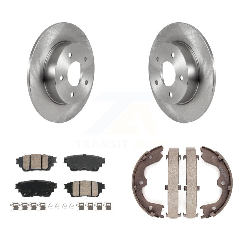 Rear Disc Rotors Ceramic Pads And Parking Brake Shoes Kit For Nissan Altima K8A-108399