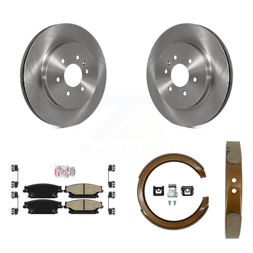Rear Disc Rotors Semi-Metallic Pads And Parking Brake Shoes Kit For Cadillac SRX K8A-108404