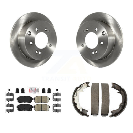 Rear Disc Rotors Ceramic Pads And Parking Brake Shoes Kit For 2010-2013 Kia Forte Koup K8A-108407