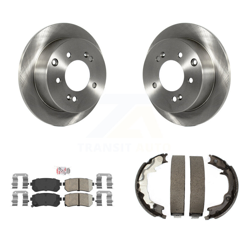 Rear Disc Rotors Ceramic Pads And Parking Brake Shoes Kit For 2010-2013 Kia Forte Koup K8A-108408