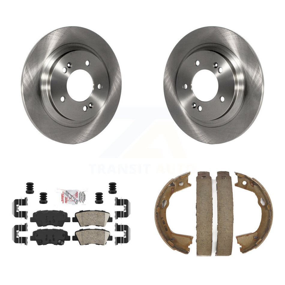 Rear Disc Rotors Ceramic Pads And Parking Brake Shoes Kit For Hyundai Sonata Azera K8A-108412