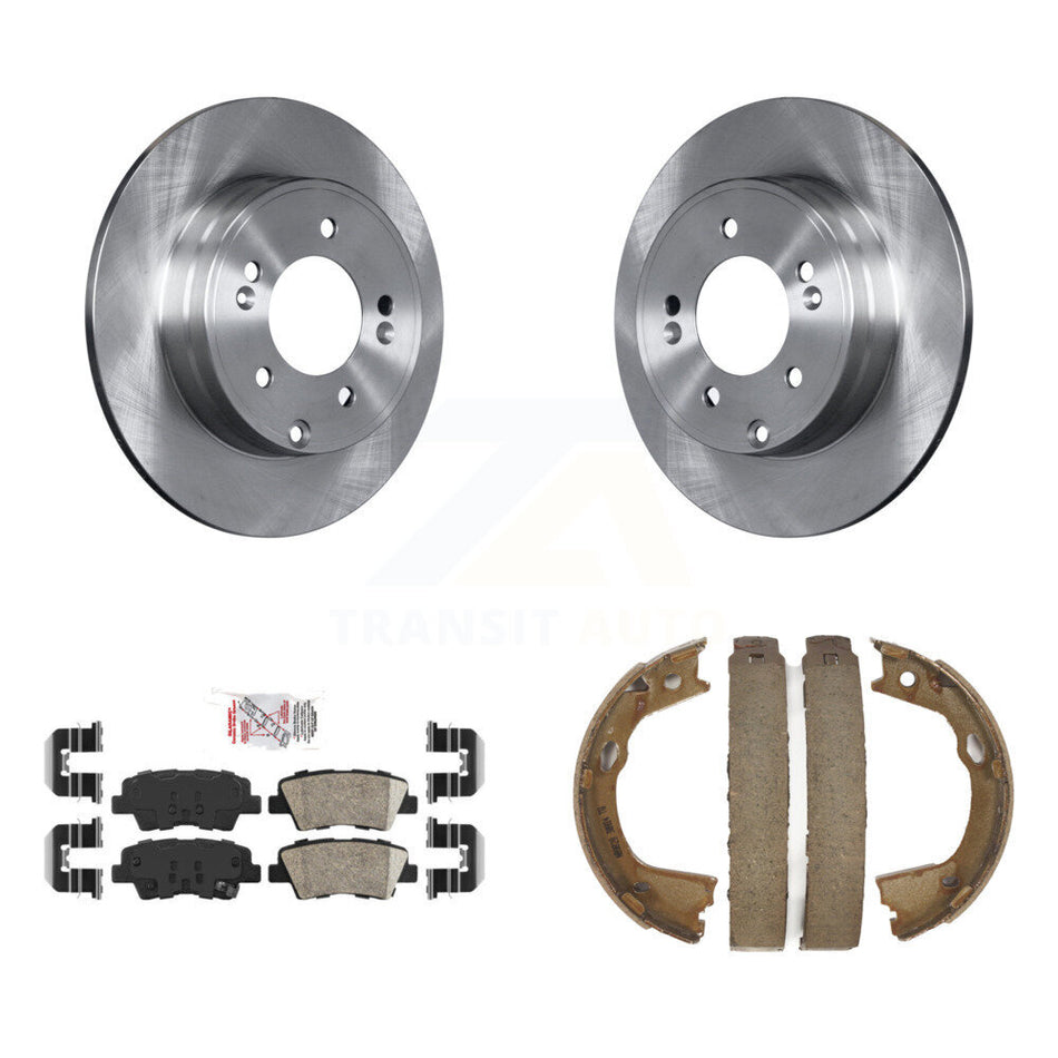 Rear Disc Rotors Ceramic Pads Parking Brake Shoes Kit For Hyundai Sonata Kia Optima Azera K8A-108413