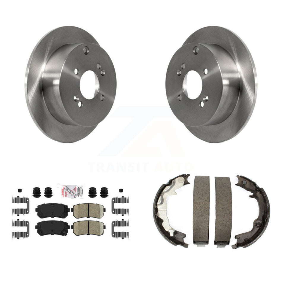 Rear Disc Rotors Ceramic Pads Parking Shoes Kit For 2006-2007 Hyundai Accent Kia Rio5 Rio K8A-108417