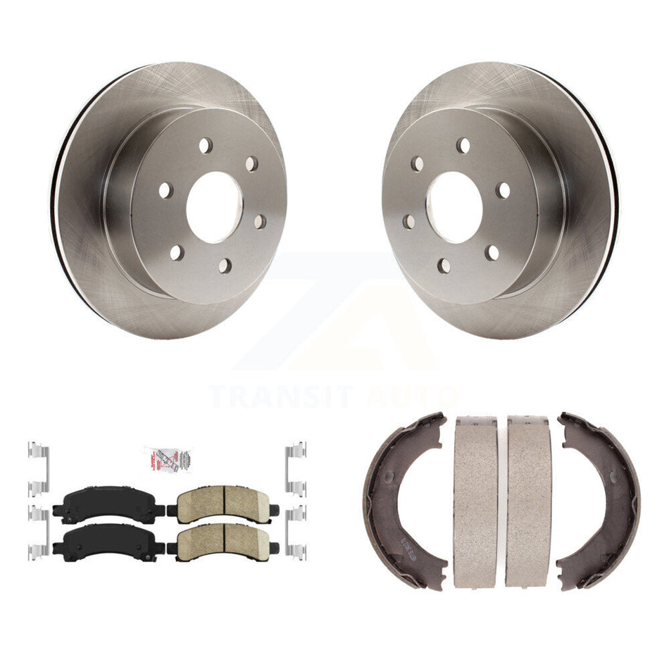 Rear Disc Rotors Ceramic Pads And Parking Shoes Kit For Chevrolet Express 2500 GMC Savana K8A-108420
