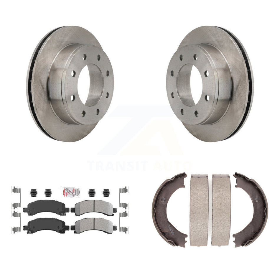 Rear Disc Rotors Semi-Metallic Pads And Parking Shoes Kit For Chevrolet Express 2500 GMC K8A-108421