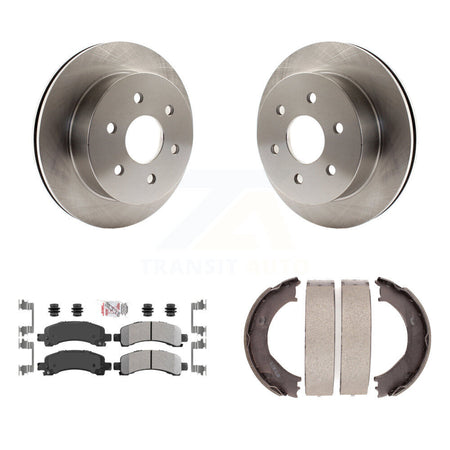 Rear Disc Rotors Semi-Metallic Pads And Parking Shoes Kit For Chevrolet Express 2500 GMC K8A-108422