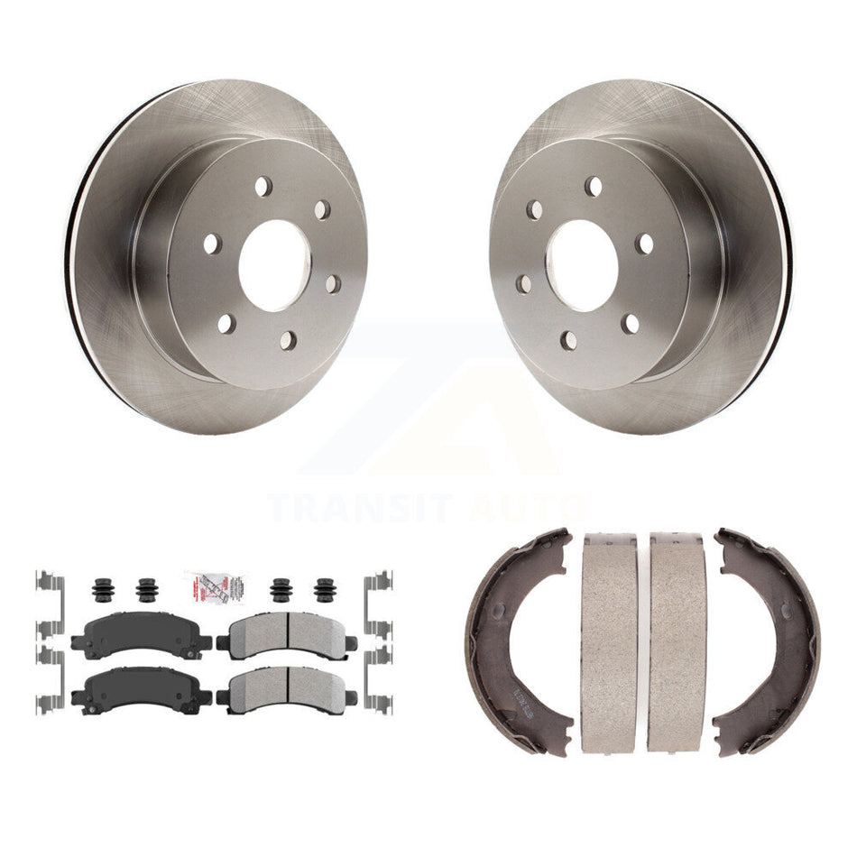 Rear Disc Rotors Semi-Metallic Pads And Parking Shoes Kit For Chevrolet Express 2500 GMC K8A-108422