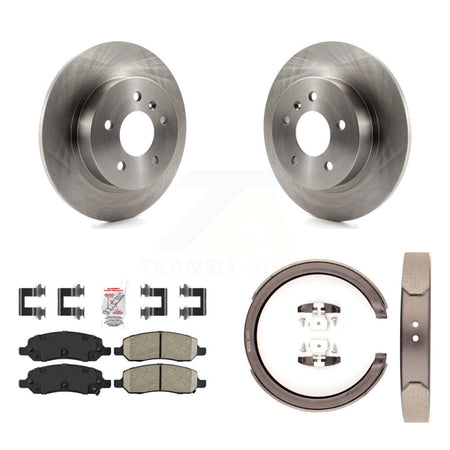 Rear Disc Rotors Ceramic Pads Parking Shoes Kit For 06-11 Cadillac DTS With 5 Lug Wheels K8A-108428