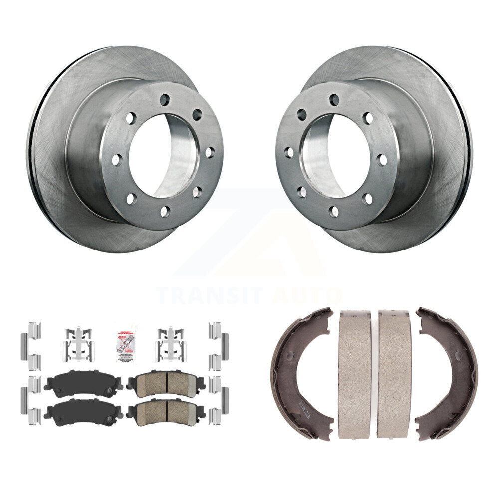 Rear Disc Rotors Ceramic Pads And Parking Brake Shoes Kit For 2001 GMC Sierra 3500 K8A-108429