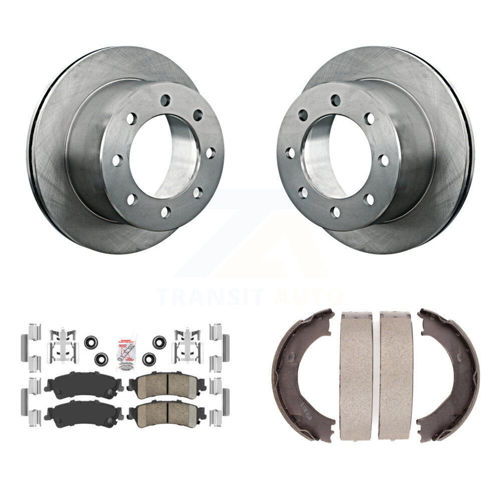 Rear Disc Rotors Ceramic Pads And Parking Brake Shoes Kit For 2001 GMC Sierra 3500 K8A-108431