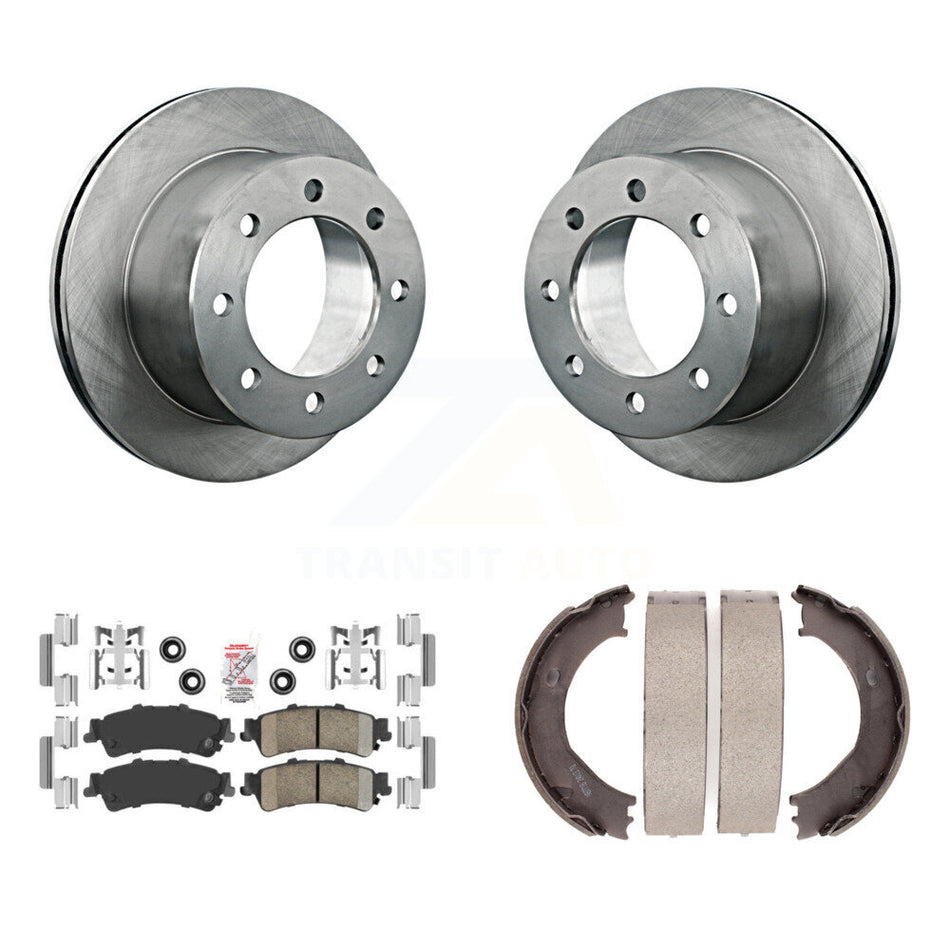 Rear Disc Rotors Ceramic Pads And Parking Brake Shoes Kit For 2001 GMC Sierra 3500 K8A-108431
