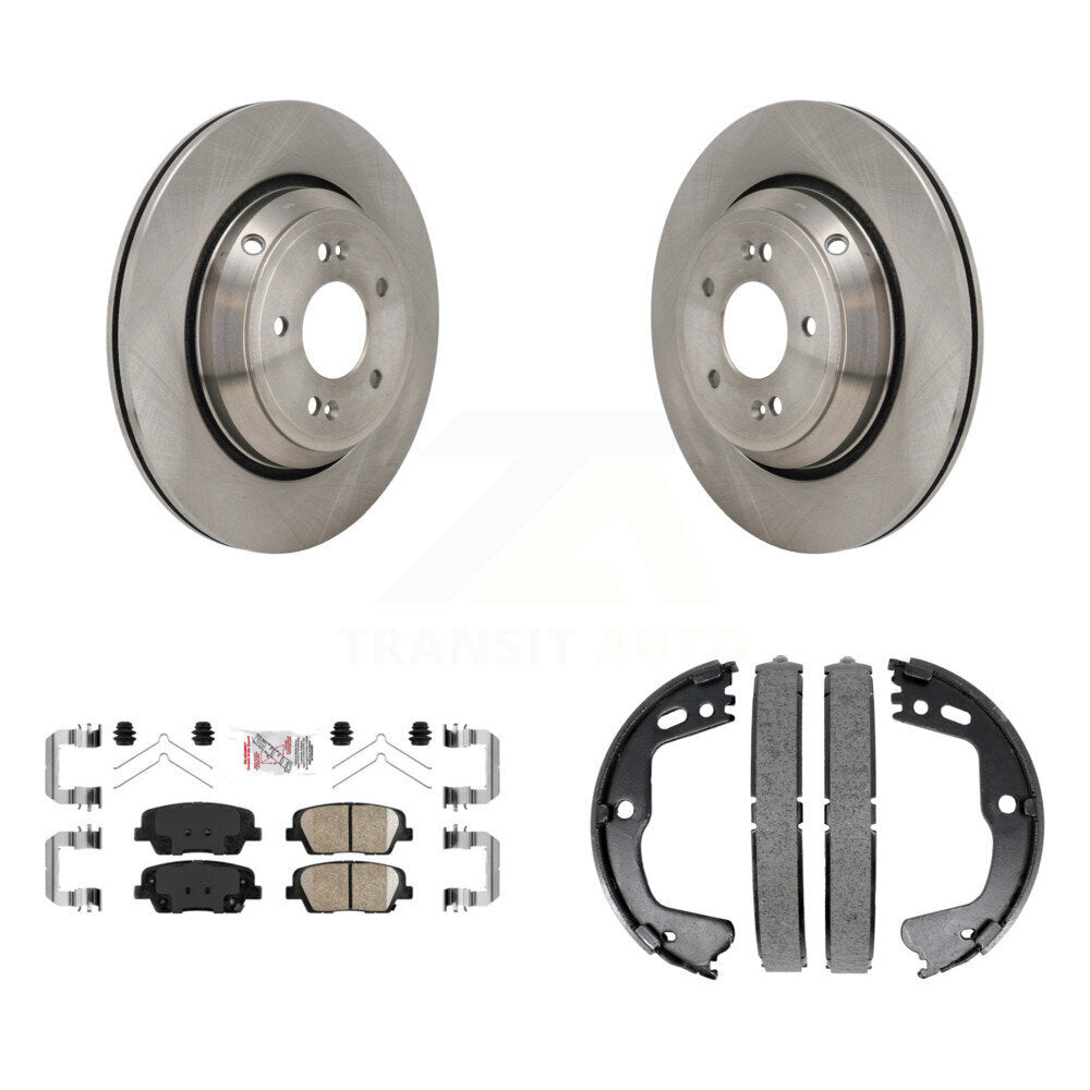 Rear Disc Rotors Ceramic Pads And Parking Brake Shoes Kit For 2018-2020 Genesis G80 3.3L K8A-108437