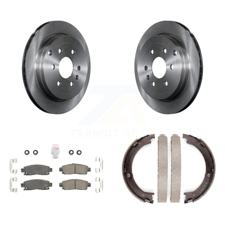 Rear Disc Rotors Ceramic Pads & Parking Shoes Kit For GMC Acadia Buick Enclave Chevrolet K8A-108439