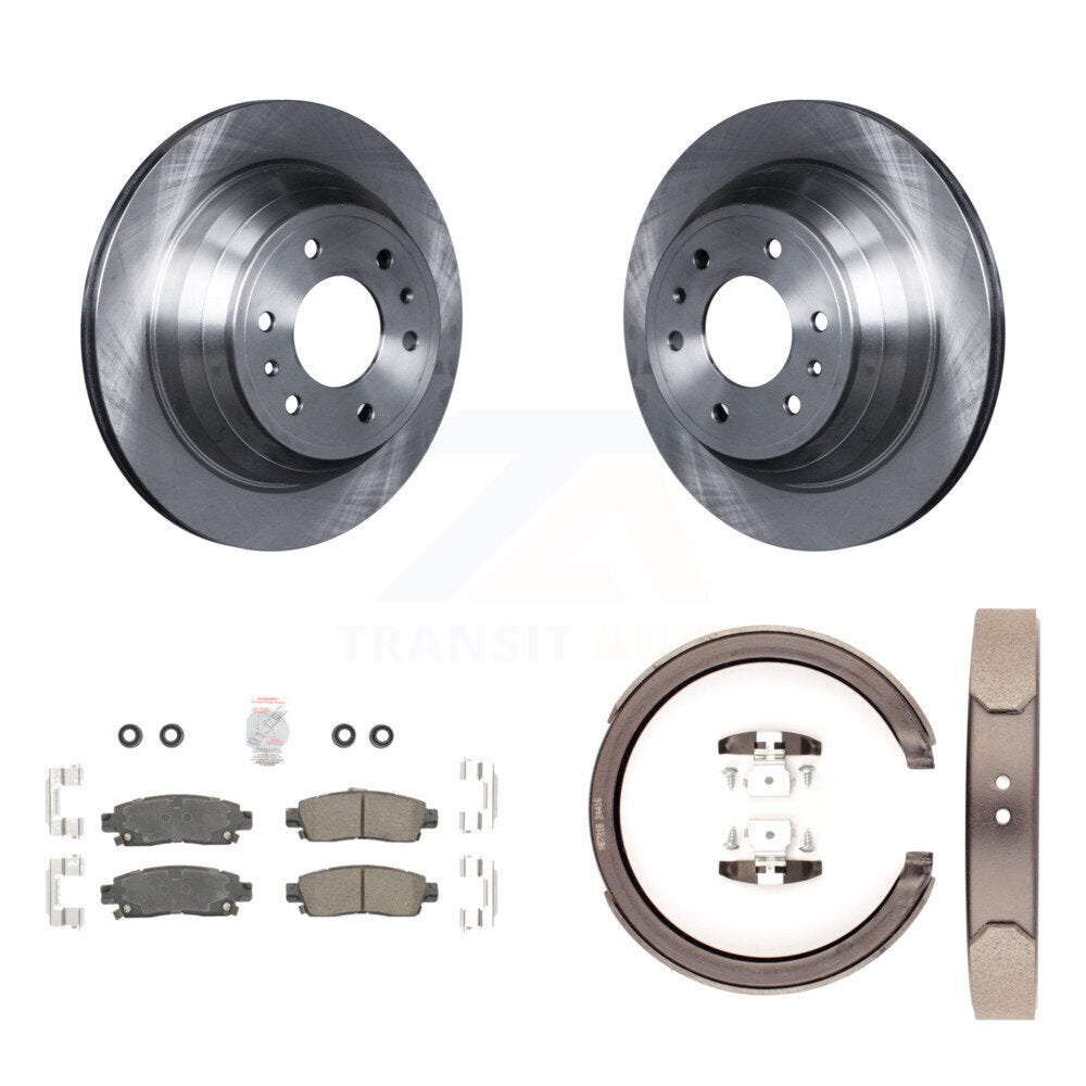 Rear Disc Rotors Ceramic Pads & Parking Shoes Kit For Chevrolet GMC Trailblazer Envoy XL K8A-108441