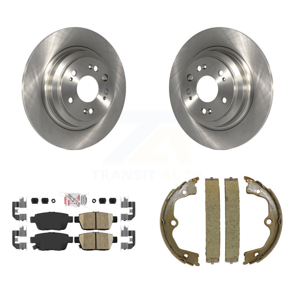 Rear Disc Rotors Ceramic Pads And Parking Brake Shoes Kit For 2009-2014 Acura TL K8A-108443
