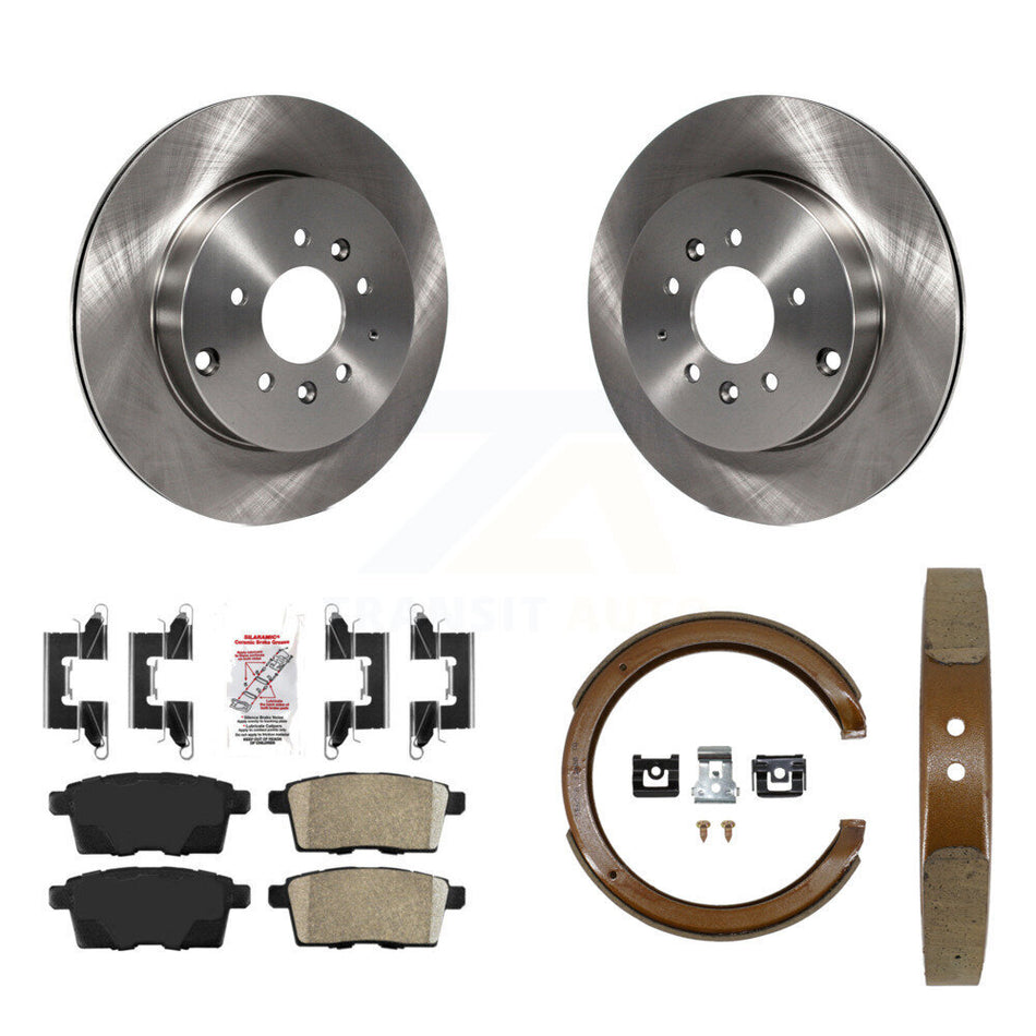 Rear Disc Rotors Ceramic Pads And Parking Brake Shoes Kit For 2007-2012 Mazda CX-9 K8A-108444