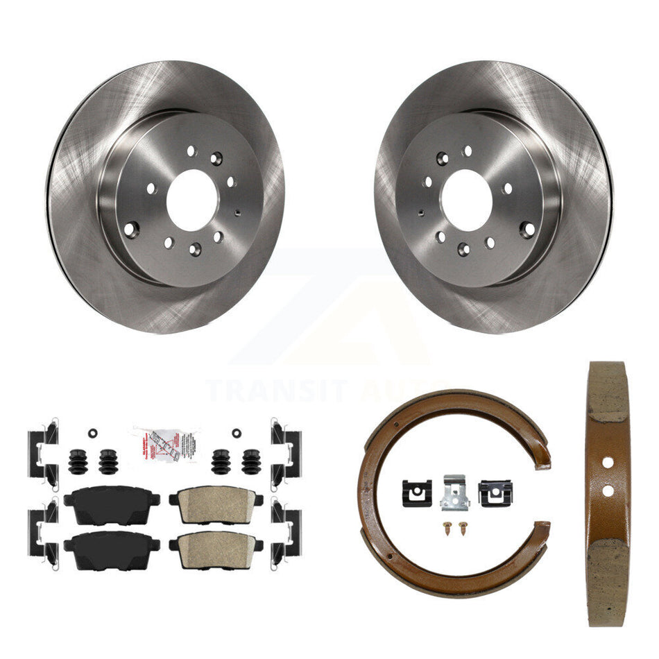 Rear Disc Rotors Ceramic Pads And Parking Brake Shoes Kit For 2007-2012 Mazda CX-9 K8A-108445