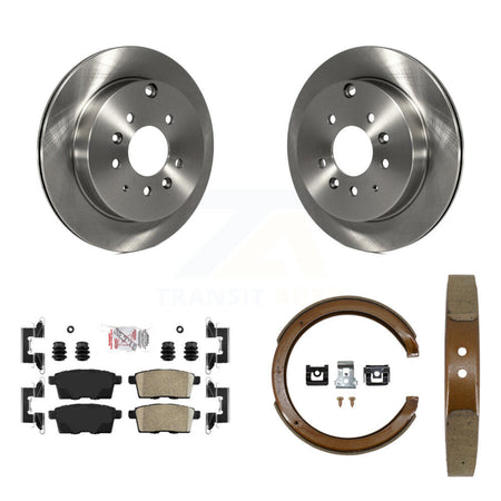 Rear Disc Rotors Ceramic Pads And Parking Shoes Kit For Ford Edge Mazda CX-7 Lincoln MKX K8A-108447