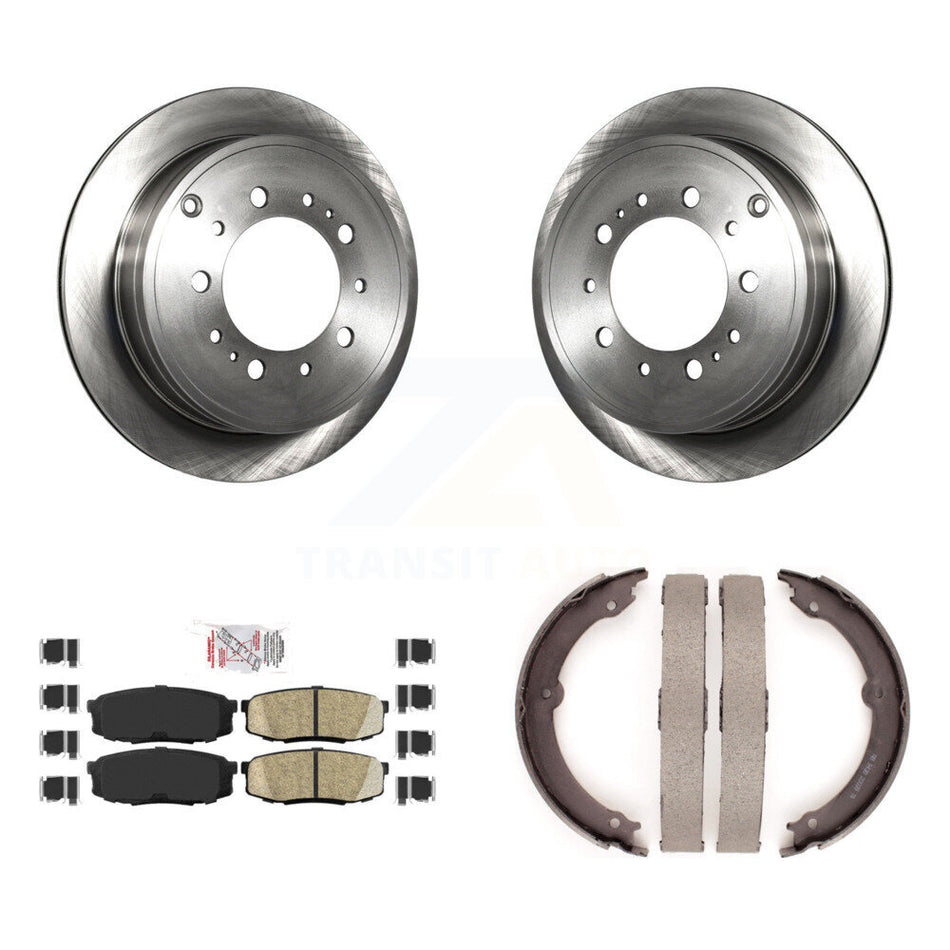 Rear Disc Rotors Ceramic Pads And Parking Shoes Kit For Toyota Tundra Sequoia Lexus LX570 K8A-108448