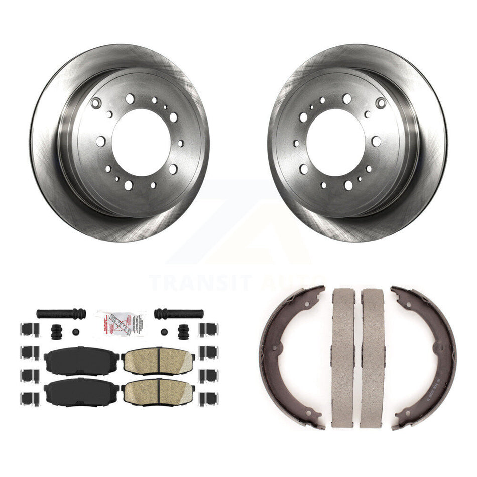 Rear Disc Rotors Ceramic Pads And Parking Shoes Kit For Toyota Tundra Sequoia Lexus LX570 K8A-108449