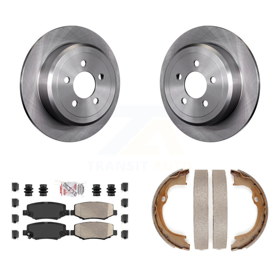 Rear Disc Rotors Ceramic Pads And Parking Brake Shoes Kit For Jeep Liberty Dodge Nitro K8A-108453