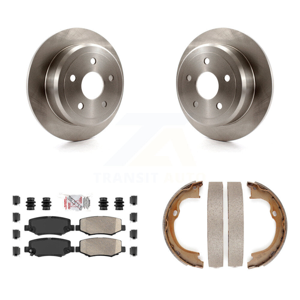 Rear Disc Rotors Ceramic Pads And Parking Brake Shoes Kit For Jeep Wrangler JK K8A-108455