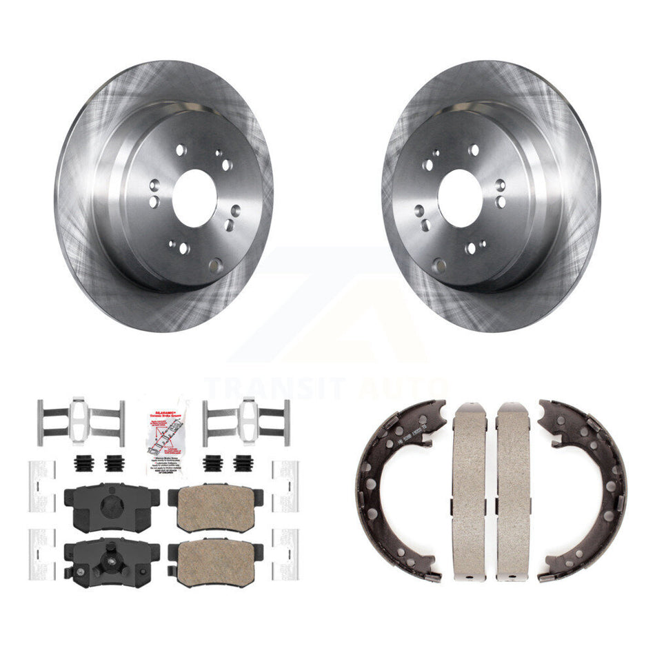 Rear Disc Rotors Ceramic Pads And Parking Brake Shoes Kit For Honda CR-V Acura RDX K8A-108459
