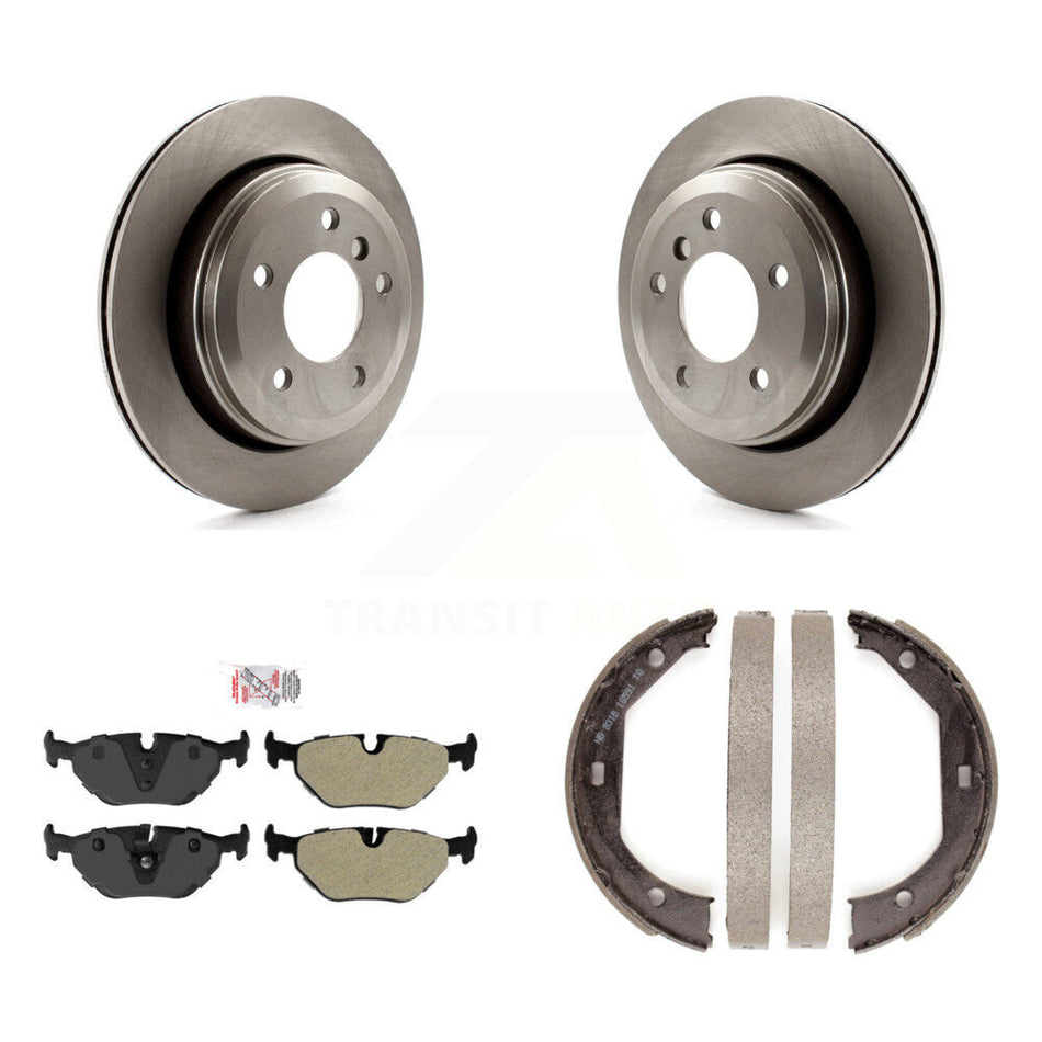 Rear Disc Rotors Semi-Metallic Pads And Parking Brake Shoes Kit For 2001-2005 BMW 325xi K8A-108464