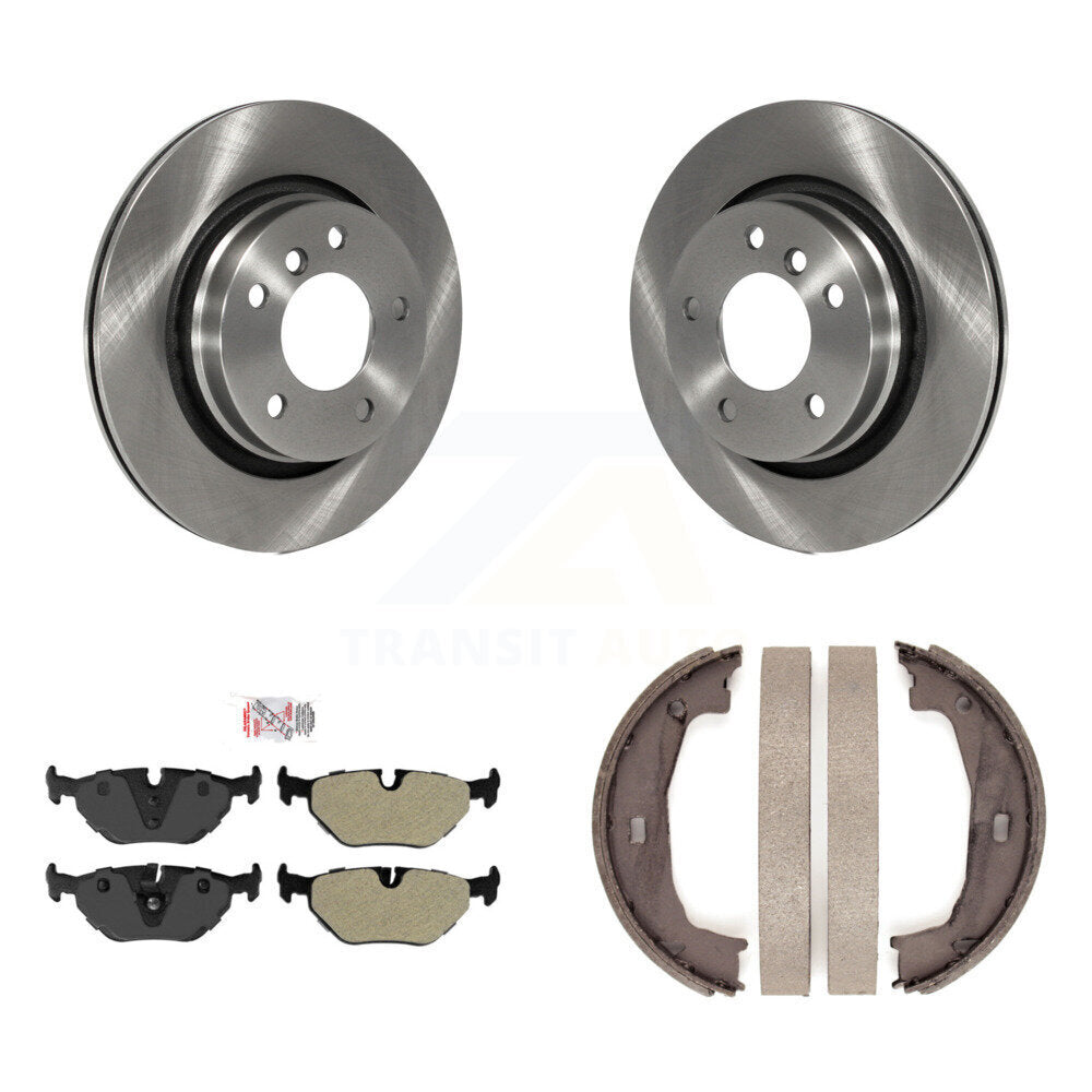 Rear Disc Rotors Semi-Metallic Pads Parking Shoes Kit For BMW 325i 325Ci 323Ci 323i 328Ci K8A-108465