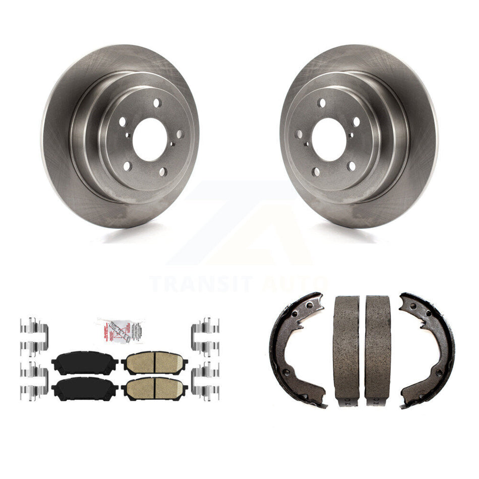 Rear Disc Rotors Ceramic Pads And Parking Shoes Kit For Subaru Impreza Forester Saab 9-2X K8A-108467