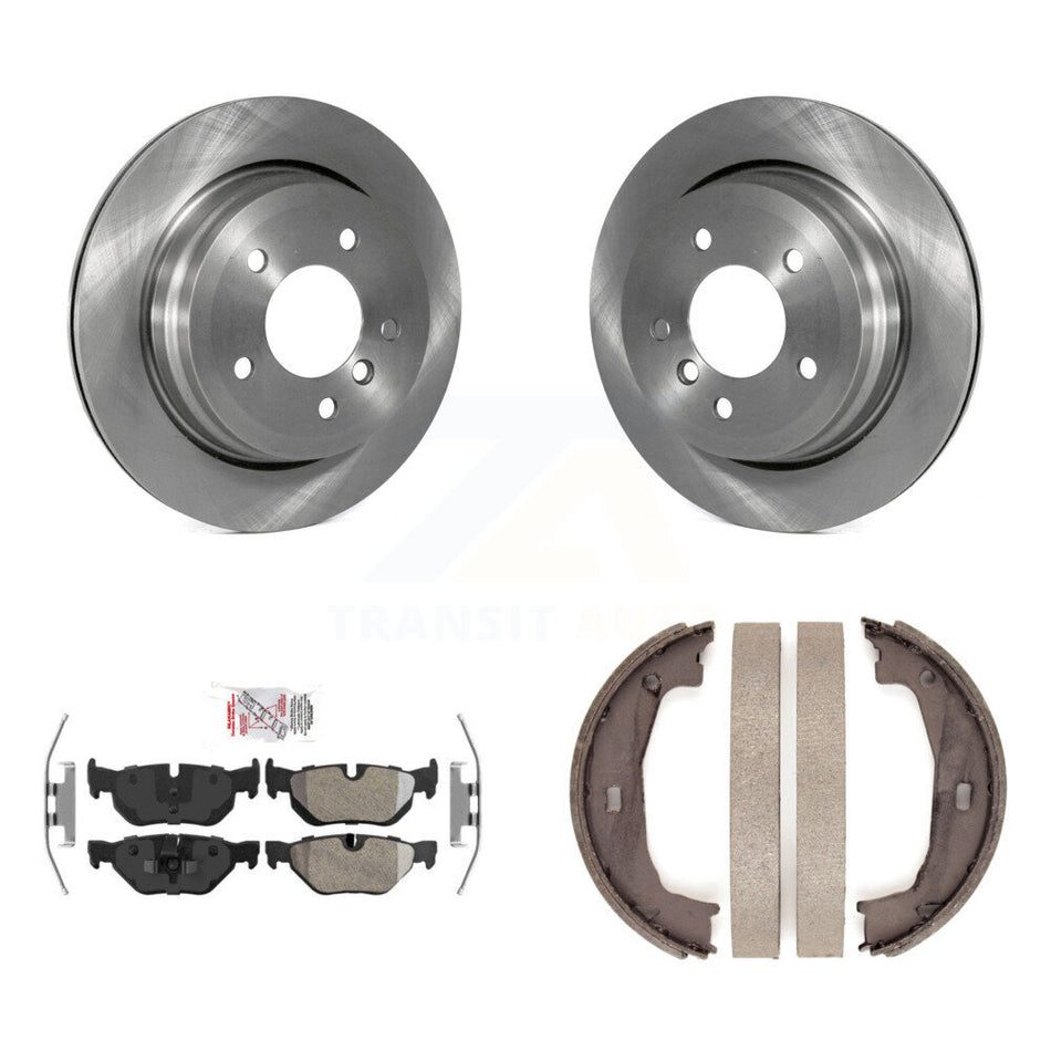 Rear Disc Rotors Semi-Metallic Pads & Parking Shoes Kit For 2012 BMW 328i Wagon with 3.0L K8A-108471