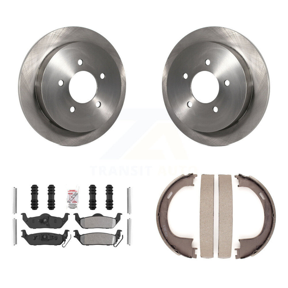 Rear Disc Rotors Semi-Metallic Pads And Parking Brake Shoes Kit For Ford F-150 K8A-108493