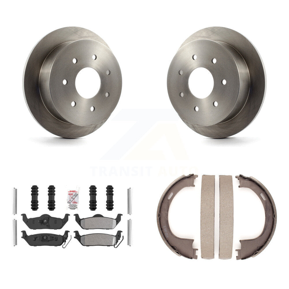 Rear Disc Rotors Semi-Metallic Pads And Parking Brake Shoes Kit For Ford F-150 K8A-108494