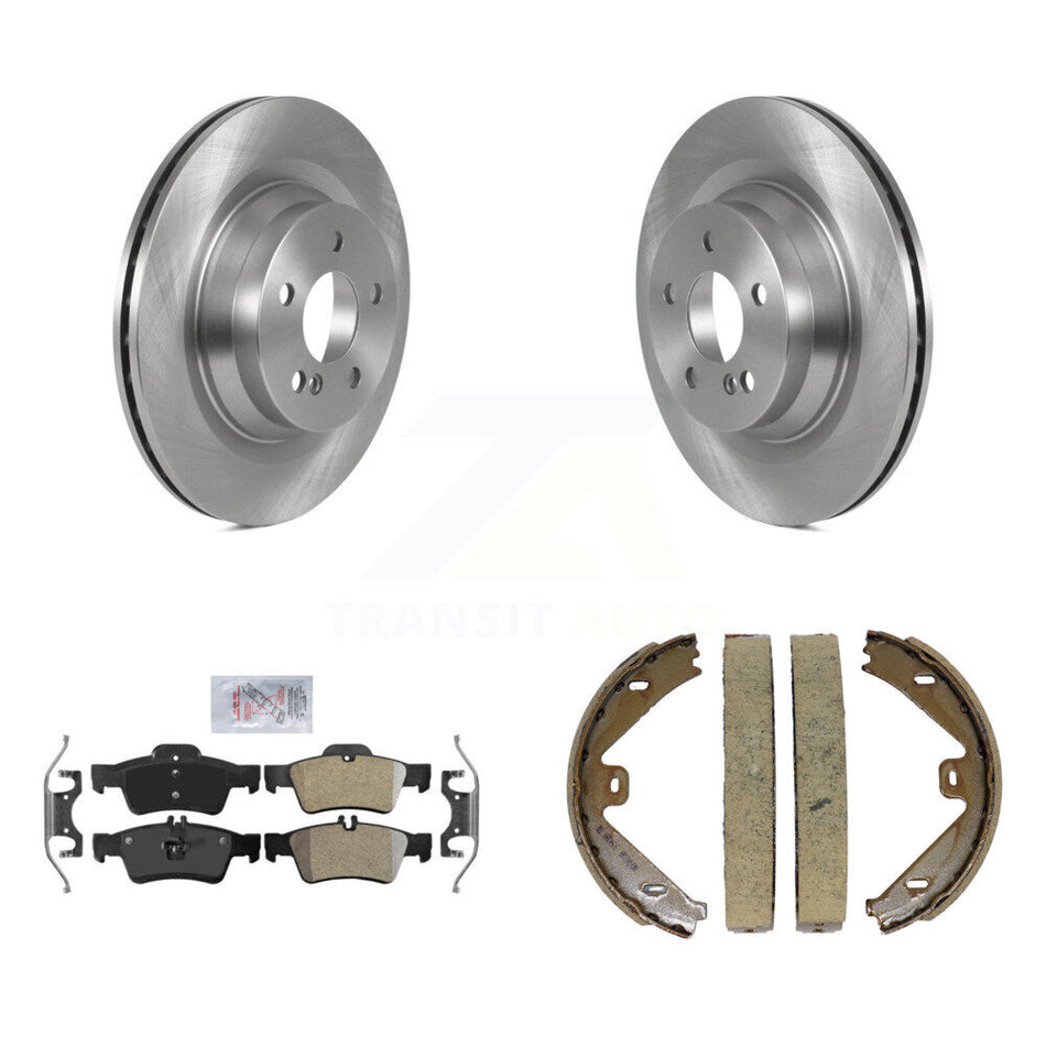 Rear Disc Rotors Semi-Metallic Pads Parking Brake Shoes Kit For Mercedes-Benz E550 CLS550 K8A-108499