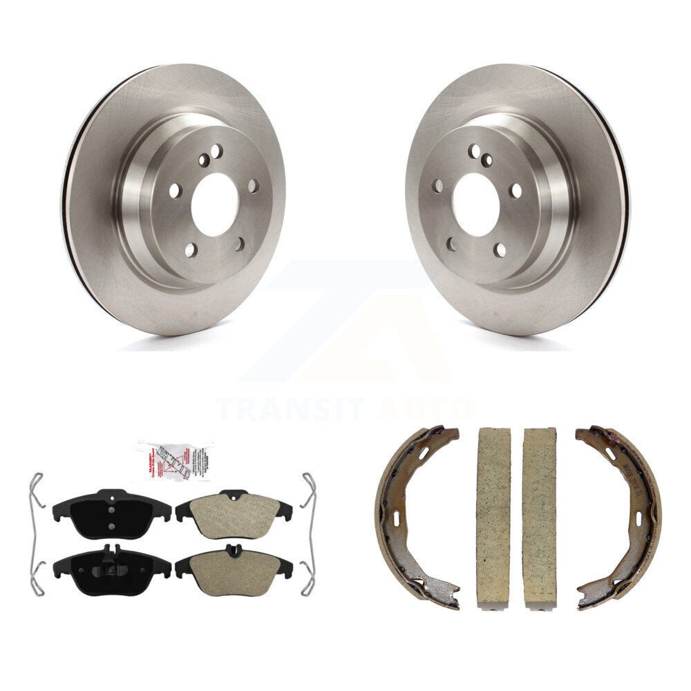 Rear Disc Rotors Semi-Metallic Pads & Parking Brake Shoes Kit For Mercedes-Benz E350 E400 K8A-108504
