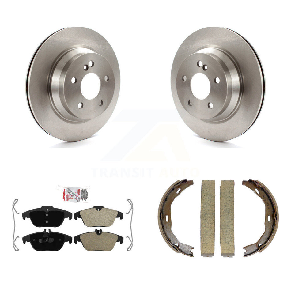 Rear Disc Rotors Semi-Metallic Pads & Parking Brake Shoes Kit For Mercedes-Benz E350 E400 K8A-108504