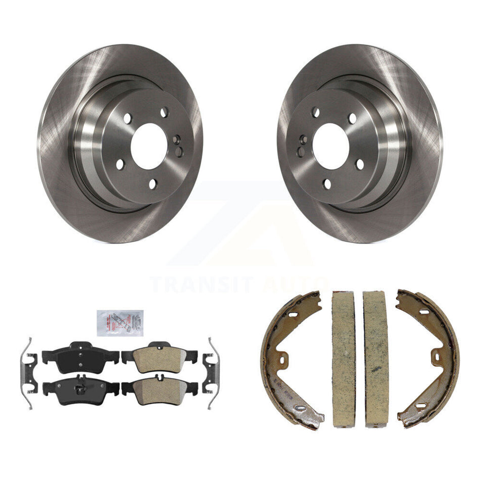 Rear Disc Rotors Semi-Metallic Pads & Parking Brake Shoes Kit For Mercedes-Benz E250 E350 K8A-108505