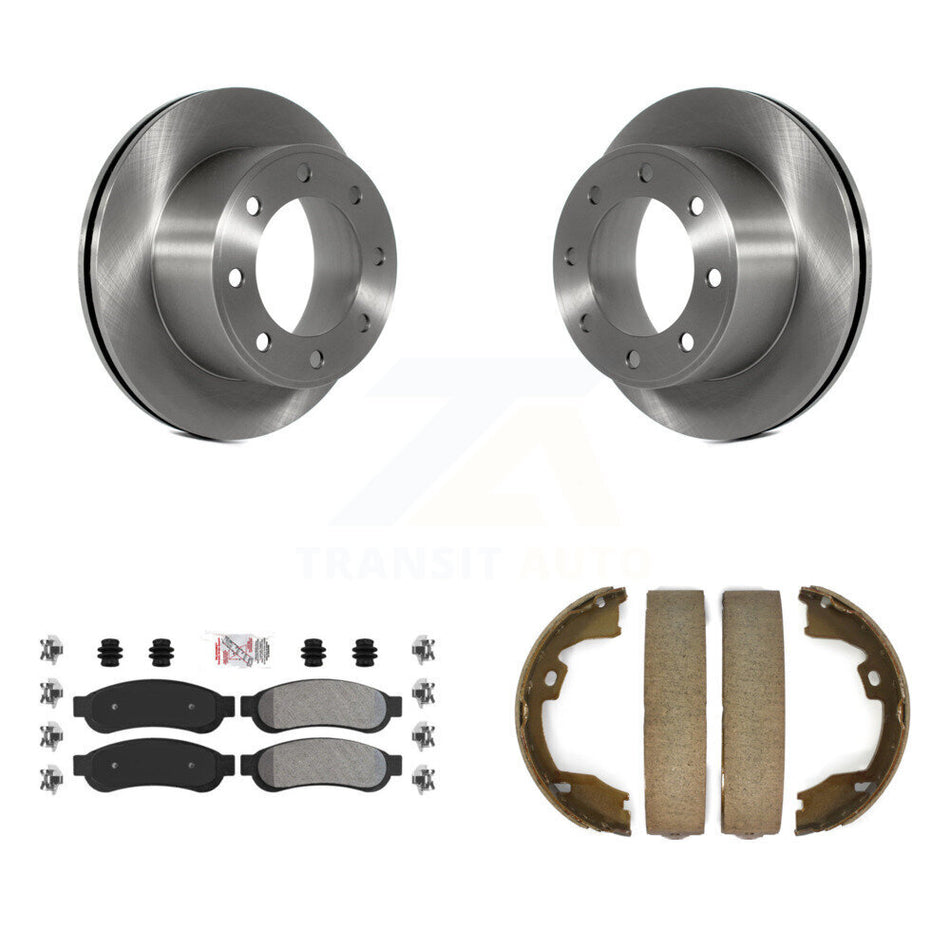 Rear Disc Rotors Semi-Metallic Pads And Parking Shoes Kit For Ford F-350 Super Duty F-250 K8A-108509