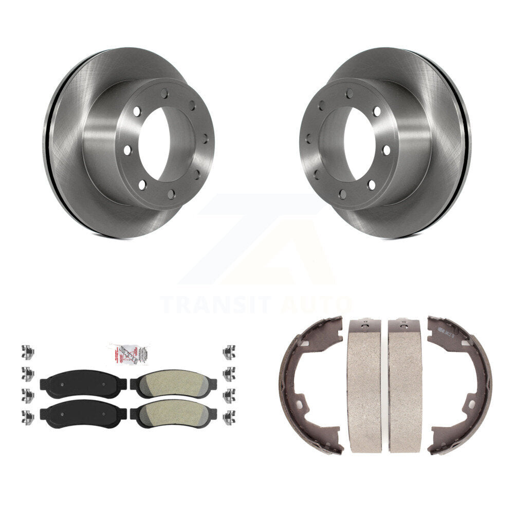 Rear Disc Rotors Semi-Metallic Pads And Parking Shoes Kit For Ford F-250 Super Duty F-350 K8A-108510