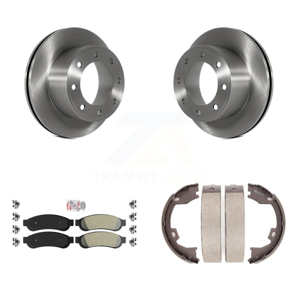 Rear Disc Rotors Semi-Metallic Pads And Parking Shoes Kit For Ford F-250 Super Duty F-350 K8A-108510