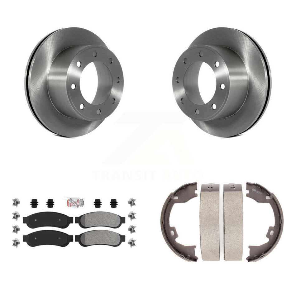 Rear Disc Rotors Semi-Metallic Pads And Parking Shoes Kit For Ford F-250 Super Duty F-350 K8A-108511