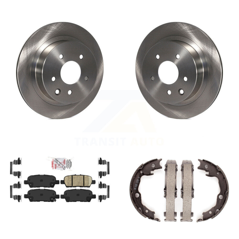 Rear Disc Rotors Ceramic Pads & Parking Brake Shoes Kit For Nissan Rogue LEAF Juke Select K8A-108528