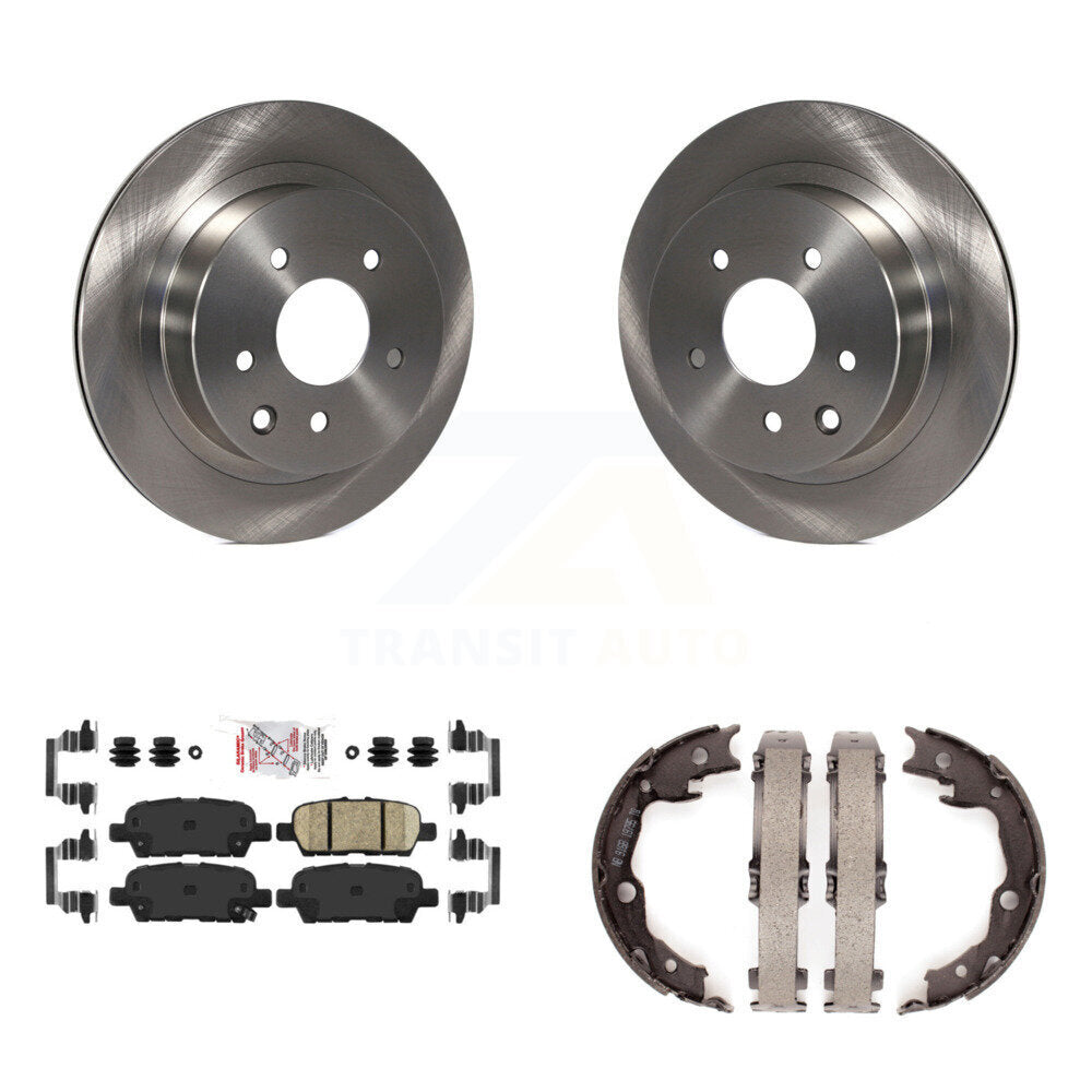 Rear Disc Rotors Ceramic Pads & Parking Brake Shoes Kit For Nissan Rogue LEAF Juke Select K8A-108529